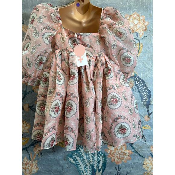 Anthropologie Selkie Rapunzel Puff Short-Sleeve Bubble Floral Mini Dress - Picture 9 of 11